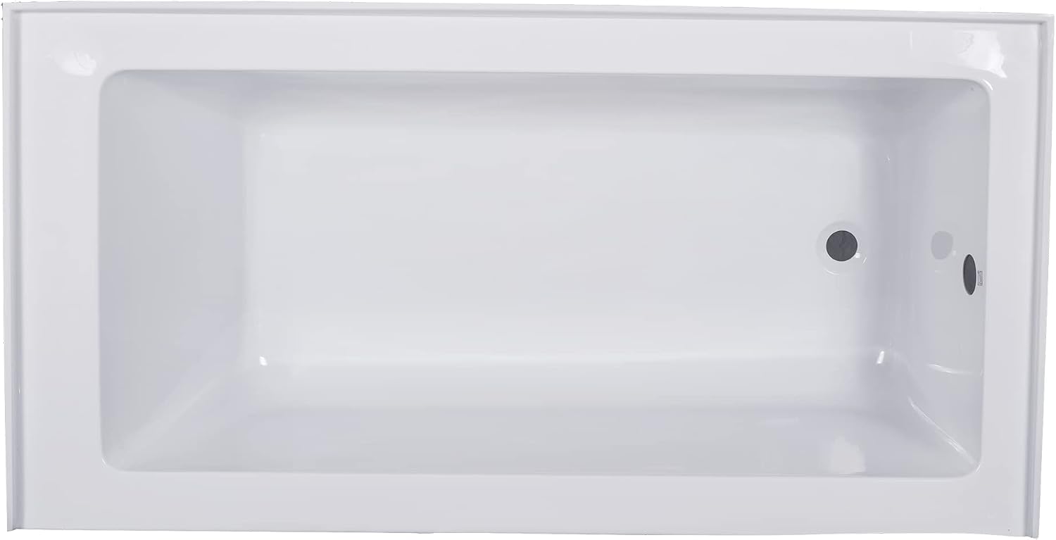 Carver Tubs - ALR6636 - Acrylic Freestanding Alcove Soaking Bathtub, Chrome Drain and Center Slotted Overflow Included- White Rectangle Acrylic Tub - Right Hand Drain - 66' L x 36' W x 20.5' H