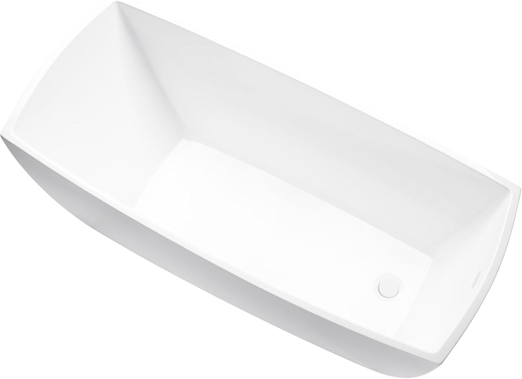 Vanity Art 67 X 31 Inch White Acrylic Freestanding Bathtub | Contemporary Design Soaking Tub with Pop-up Drain and Slotted Overflow Included, UPC Certified VA6841-PW