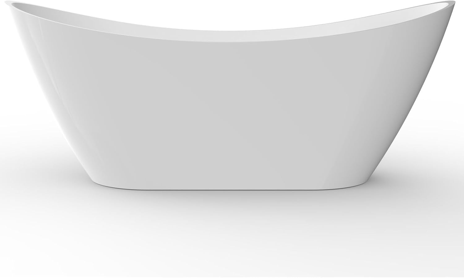 IDEALHOUSE 59' Acrylic Freestanding Bathtub Contemporary, Soaking Tub, CUPC Certified Stand Alone Tub with Non-Slip Base, Chrome Drain & Overflow, for Home Spa Relaxation(White-Sky)