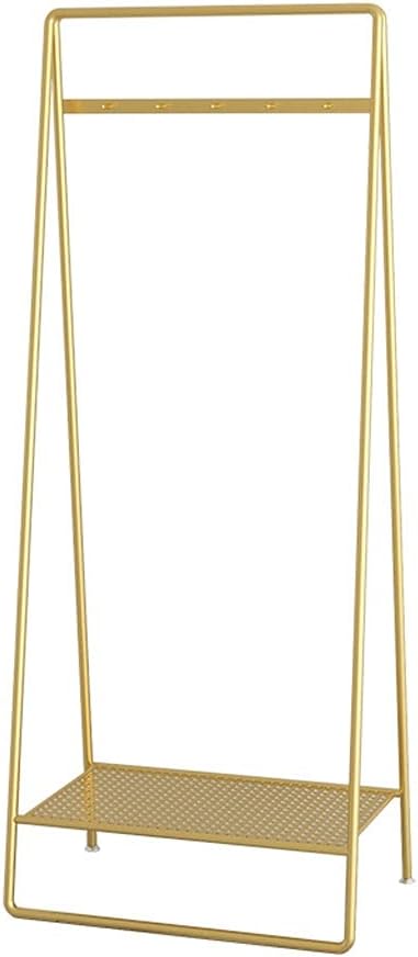 YYDS Clothing Garment Rack Clothes Racks with Hooks Free Standing Holder Collapsible Clothing Hanging Rack Metal Pipe Garment Rack Storage Shelf -Iron Clothing Racks (Color : Gold, Size : 50cm)