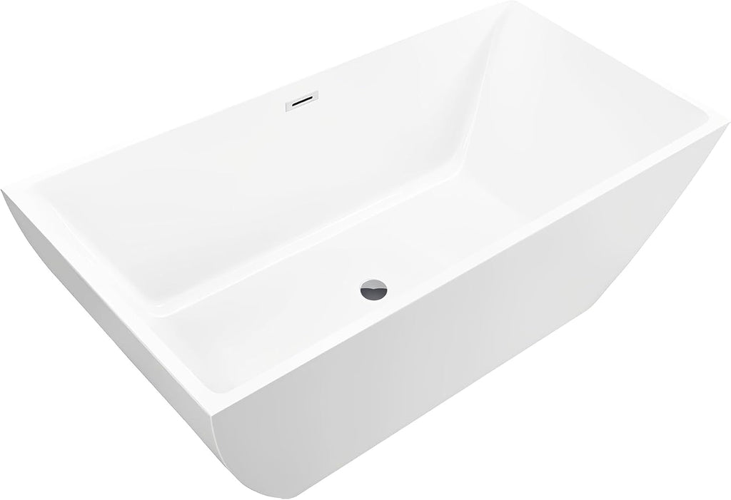 Vanity Art 67' X 32' Acrylic Freestanding Bathtub | Home Improvement Bathtubs with Contemporary Design for Soaking and Bathing, Overflow and Pop-up Drain with UPC Certified, VA6821-L