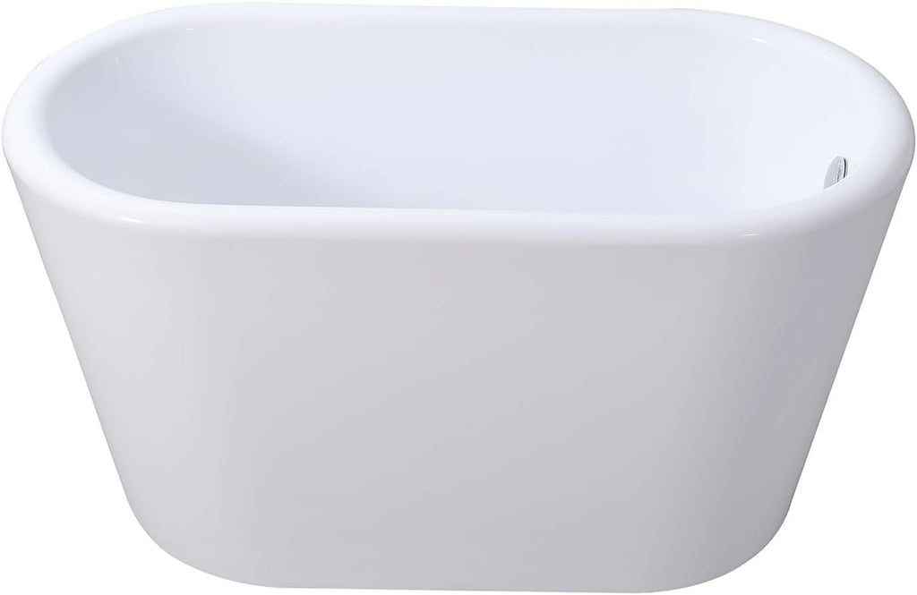 VTDE512628BA 51-Inch Acrylic Freestanding Tub with Drain and Integrated Seat, Glossy White
