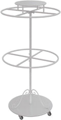 Rolling Metal Garment Rack, Round, Floor Standing Clothing Stand, Clothes Retail Display Shelf, for Bedroom Boutique Commercial Shop Laundry Room, 23.6 * 59in(White)