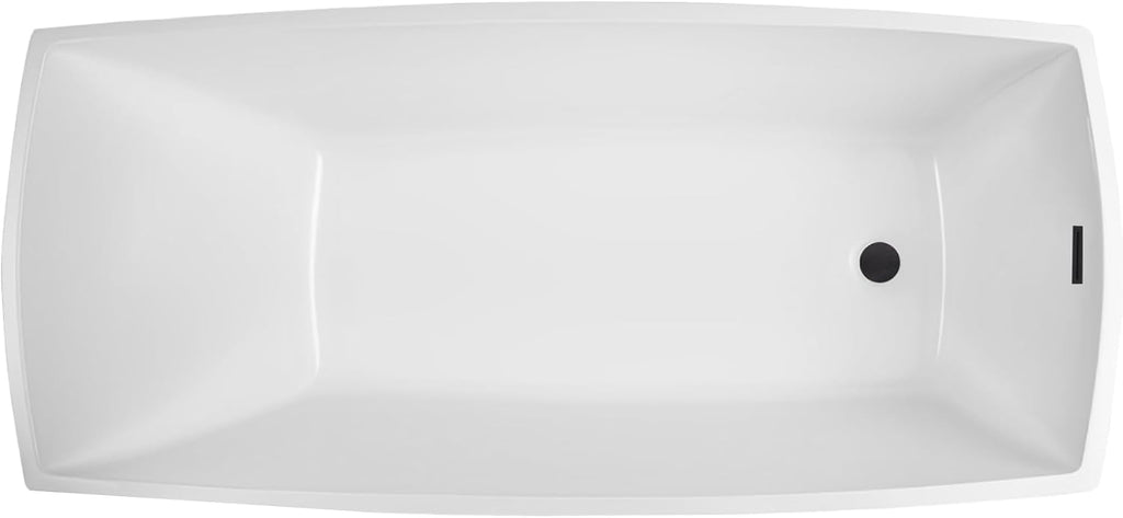 Vanity Art 67 X 31 Inch White Acrylic Freestanding Bathtub | Contemporary Design Soaking Tub with Pop-up Drain and Slotted Overflow Included, UPC Certified VA6841-ORB