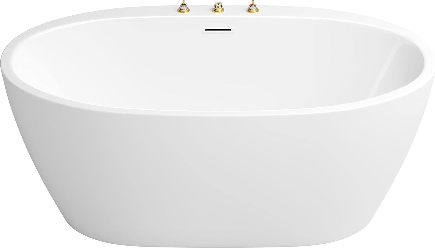 PROFLO PFFSOI5931 Cornwall 59' Free Standing Acrylic Soaking Tub with Center Drain, Drain Assembly, and Overflow - White