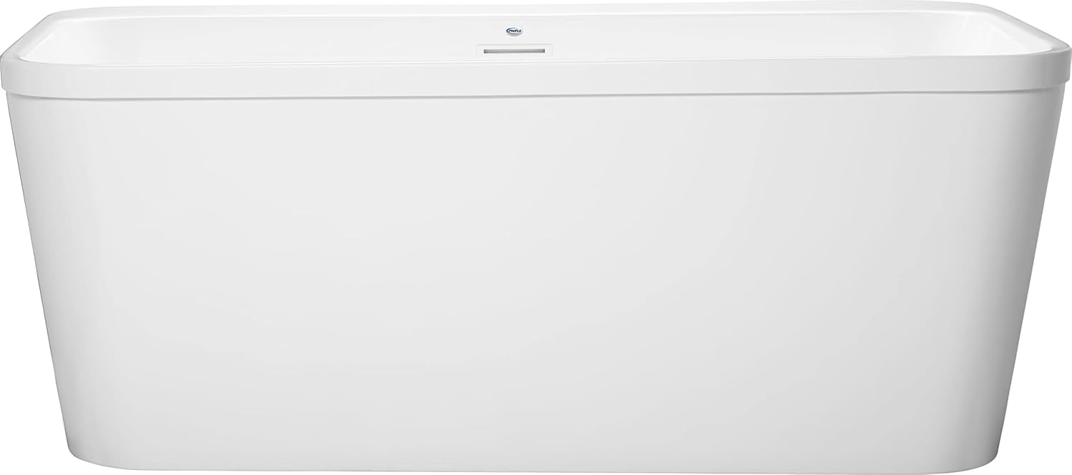 PROFLO PFFSR5931 Borealis 59' Free Standing Acrylic Soaking Tub with Center Drain, Drain Assembly, and Overflow - White