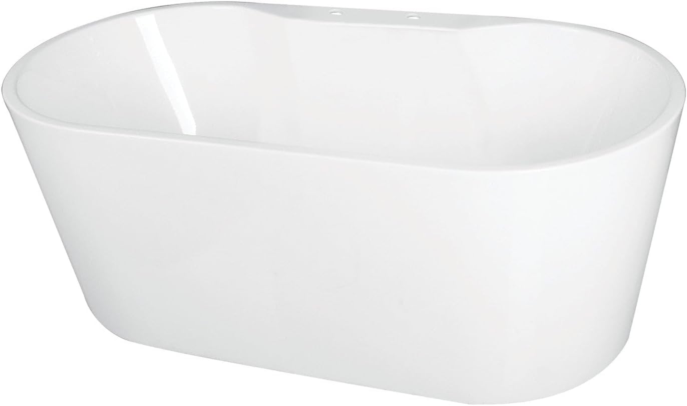Aqua Eden VT7DE552823 55-Inch Acrylic Freestanding Tub with Deck for Faucet Installation, White