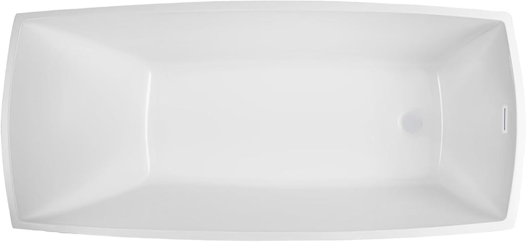 Vanity Art 67 X 31 Inch White Acrylic Freestanding Bathtub | Contemporary Design Soaking Tub with Pop-up Drain and Slotted Overflow Included, UPC Certified VA6841-PW