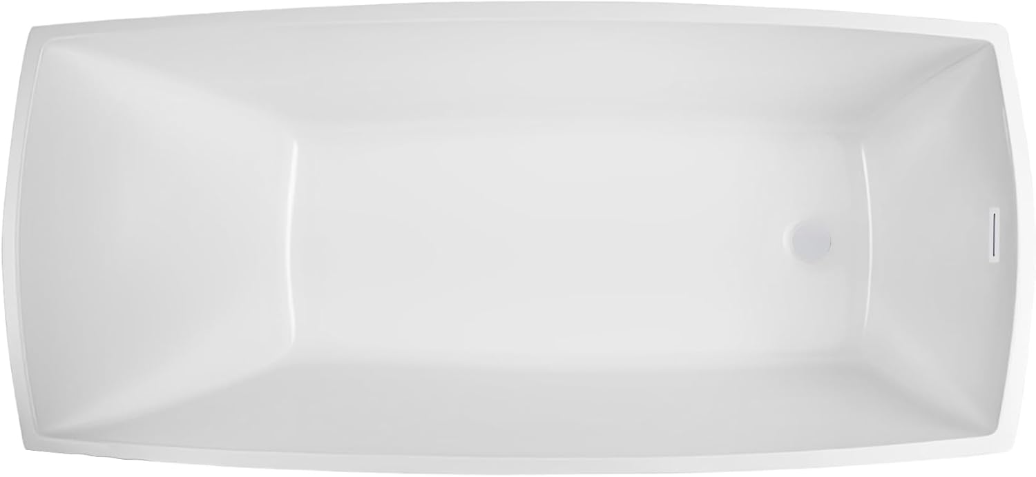 Vanity Art 67 X 31 Inch White Acrylic Freestanding Bathtub | Contemporary Design Soaking Tub with Pop-up Drain and Slotted Overflow Included, UPC Certified VA6841-PW