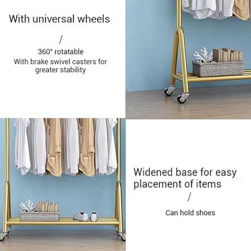 Heavy Duty Rolling Garment Rack with Shelves - Mobile Closet Organizer for Clothes, Dresses, and Accessories - Perfect for Storage in Bedrooms and Retail Spaces
