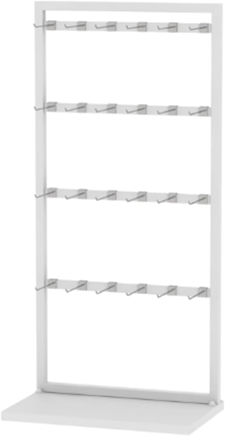 Freestanding Underwear Display Stands, Metals, Clothing Store Boutiques Retail Lingerie Garment Rack, Commercial Shelves, for Socks Bra Panties Scarves, 53in(White)