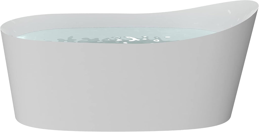 HEATGENE 62 Inches Acrylic Freestanding Bathtub Contemporary Soaking Tub Modern Bathtub Easy to Install UPC Certified Drain & Overflow Assembly Included