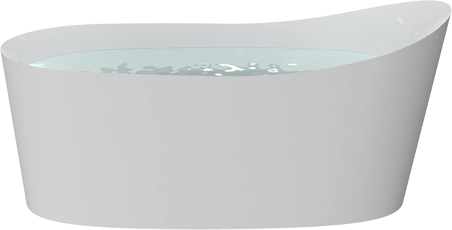 HEATGENE 62 Inches Acrylic Freestanding Bathtub Contemporary Soaking Tub Modern Bathtub Easy to Install UPC Certified Drain & Overflow Assembly Included