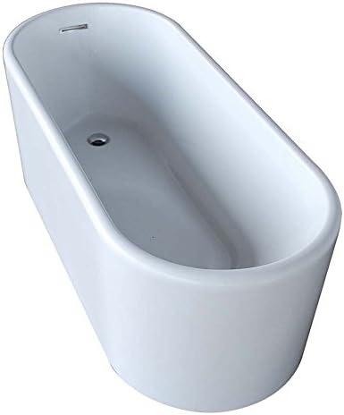 Venzi Vida Collection 28 x 67 Oval Acrylic Freestanding Bathtub with Reversible Drain By Atlantis