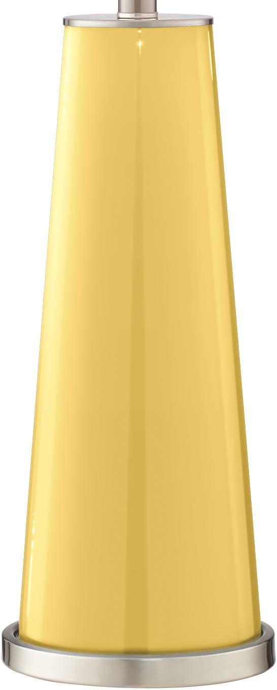 Color + Plus Leo Modern Table Lamps 29 1/2' Tall Set of 2 Daffodil Yellow Glass Tapered Column Plain White Drum Shade for Bedroom Living Room House Home Bedside Nightstand Office Family
