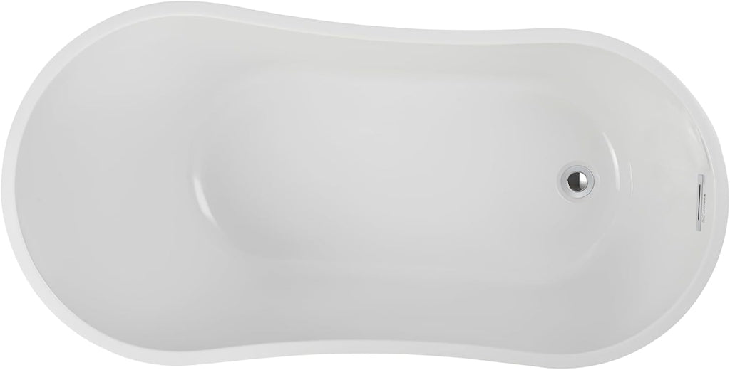 HomeBeyond 55 Inch Free Standing Bathtub | Acrylic Freestanding Soaking Tub deal for Spa-Like Baths, Modern Bathroom Stand Alone Tub Suitable for Couples, Singles, and Families, White