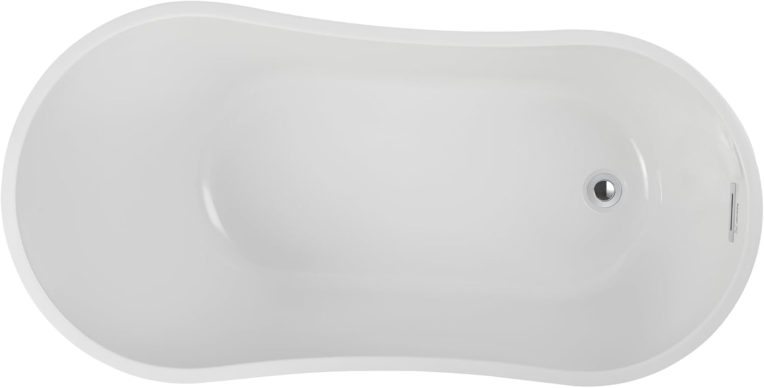 HomeBeyond 55 Inch Free Standing Bathtub | Acrylic Freestanding Soaking Tub deal for Spa-Like Baths, Modern Bathroom Stand Alone Tub Suitable for Couples, Singles, and Families, White