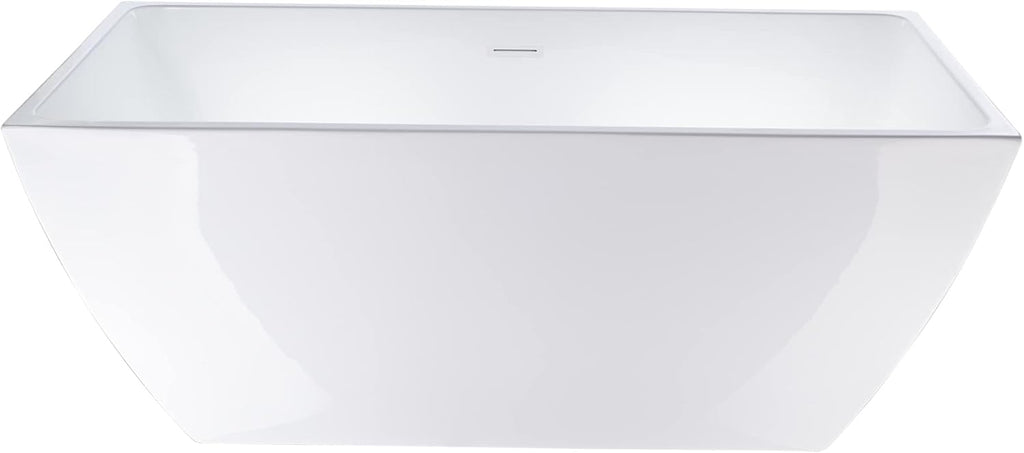 HomeBeyond 59 Inch Free Standing Bathtub | Acrylic Freestanding Soaking Tub deal for Spa-Like Baths, Modern Bathroom Stand Alone Tub Suitable for Couples, Singles, and Families, White