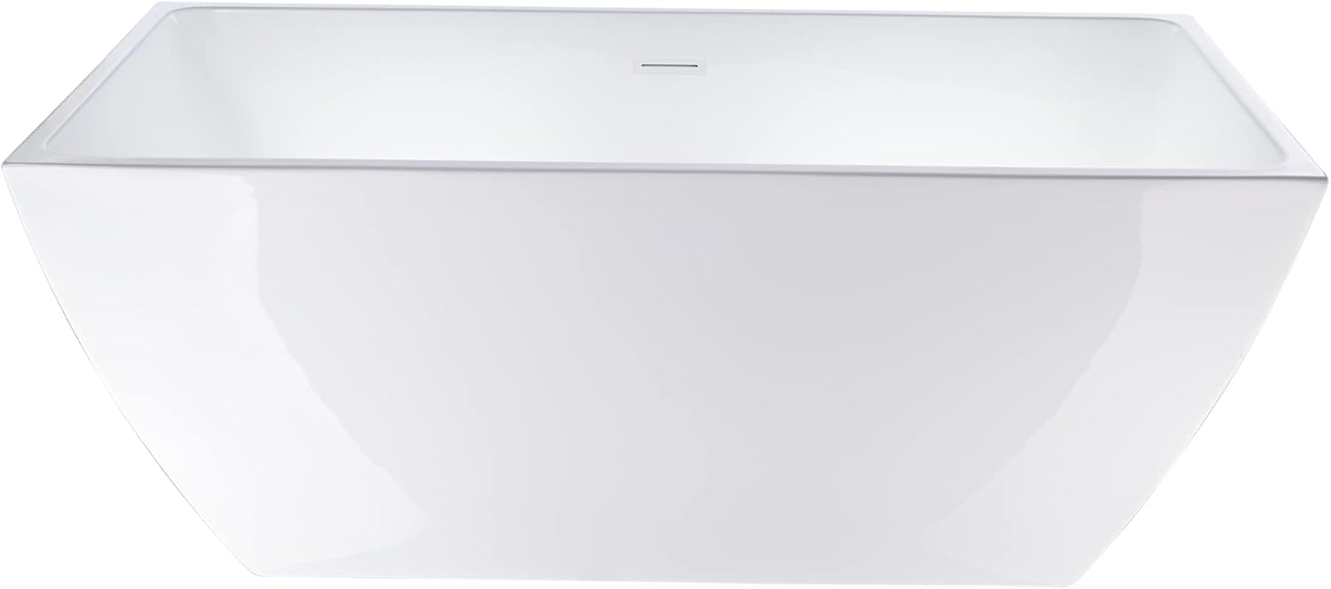 HomeBeyond 59 Inch Free Standing Bathtub | Acrylic Freestanding Soaking Tub deal for Spa-Like Baths, Modern Bathroom Stand Alone Tub Suitable for Couples, Singles, and Families, White