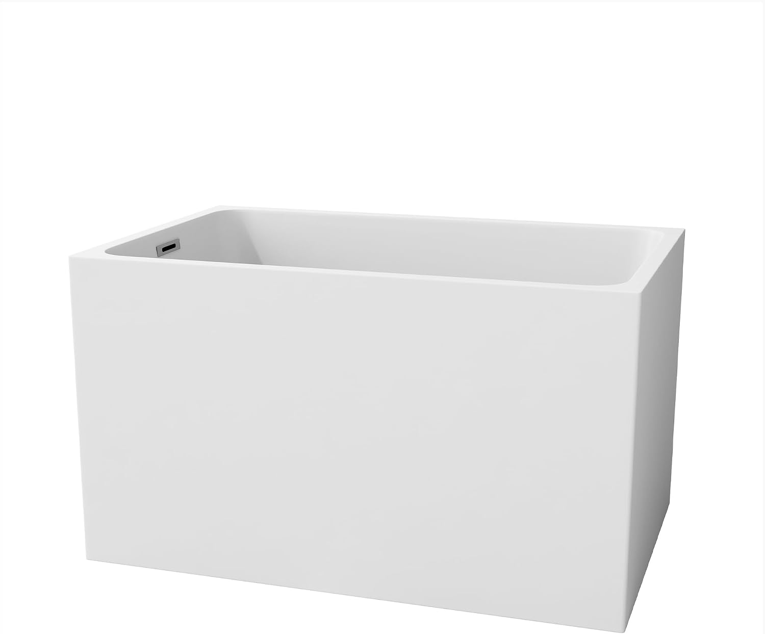 CASAINC 43' Acrylic Freestanding Bathtub with Seat, Spacious Rectangle Shape Soaking Tub, Soaking Stand Alone Tub with Chrome Overflow and Pop Up Drain, Gloss White