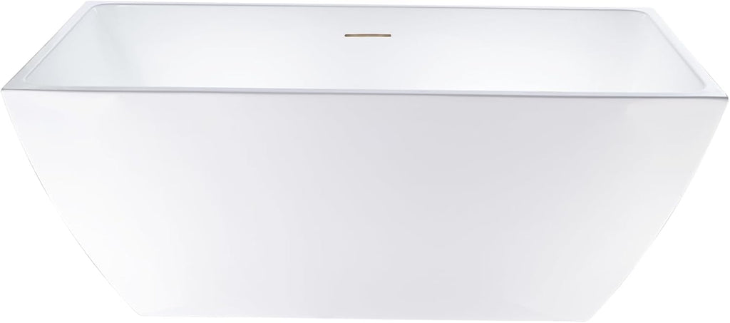 HomeBeyond 59 Inch Free Standing Bathtub | Acrylic Freestanding Soaking Tub deal for Spa-Like Baths, Modern Bathroom Stand Alone Tub Suitable for Couples, Singles, and Families, White