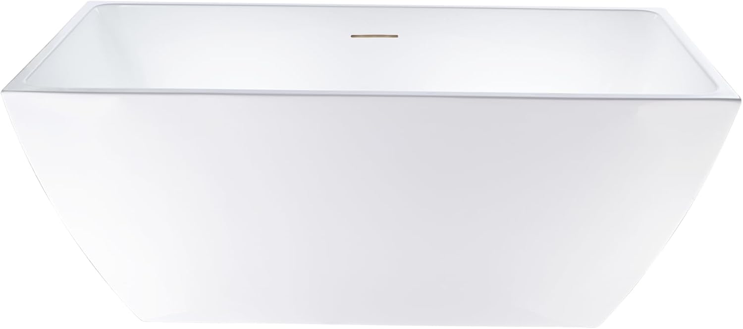 HomeBeyond 59 Inch Free Standing Bathtub | Acrylic Freestanding Soaking Tub deal for Spa-Like Baths, Modern Bathroom Stand Alone Tub Suitable for Couples, Singles, and Families, White