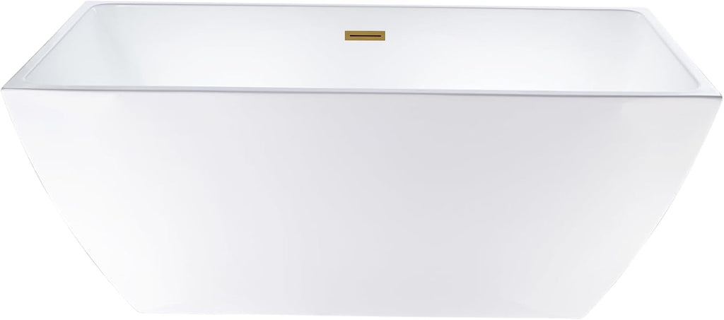 HomeBeyond 59 Inch Free Standing Bathtub | Acrylic Freestanding Soaking Tub deal for Spa-Like Baths, Modern Bathroom Stand Alone Tub Suitable for Couples, Singles, and Families, White