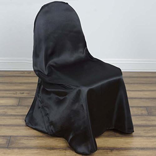 Tableclothsfactory 100 PCS Black Silky Satin Universal Chair Covers Fits All Type of Chairs Event Dinning Slipcover for Wedding Party