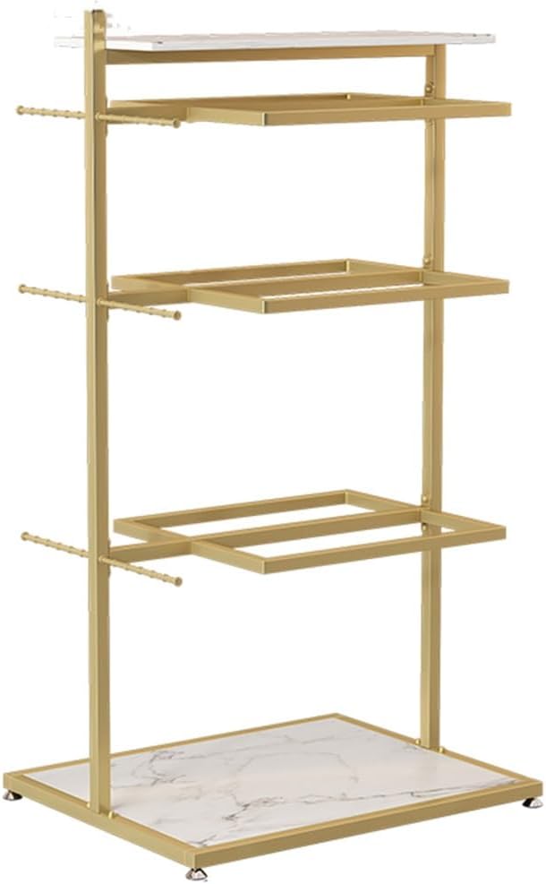 WIGING Retail Clothing Store Garment Rack, Freestanding Metal Underwear Rack, Bra Shorts Swimwear Storage Shelf for Farmers Markets, Boutiques (Color : Gold, Size : 60x40x135cm)