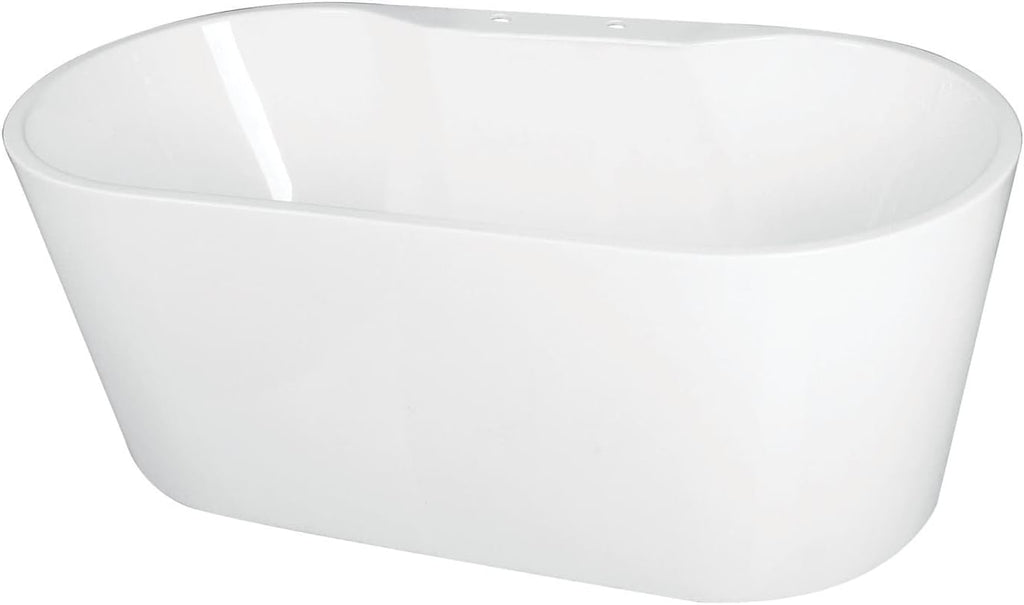 Aqua Eden VT7DE512823 51-Inch Acrylic Freestanding Tub with Deck for Faucet Installation, White