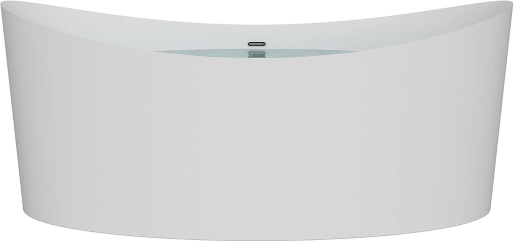 HEATGENE 68.5 Inches Acrylic Freestanding Bathtub Oval Modern Bathtub Contemporary Soaking Tub Easy to Install UPC Certified Drain & Overflow Assembly Included, White