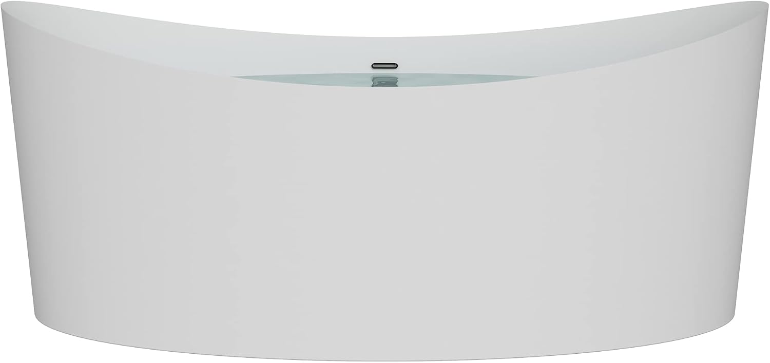 HEATGENE 68.5 Inches Acrylic Freestanding Bathtub Oval Modern Bathtub Contemporary Soaking Tub Easy to Install UPC Certified Drain & Overflow Assembly Included, White