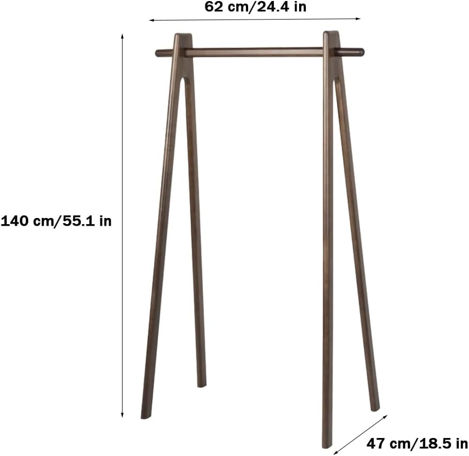 Vintage Wood Clothing Rack for Hanging Clothes, 60kg Capacity Freestanding A-frame Garment Rack for Bedroom, Guest Room, Entryway(62 x 47 x 140 cm)