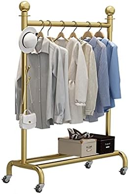Garment Rack with Wheels & Shelf - Stylish Coat Rack Storage Solution for Bedroom, Living Room & Retail Display - Sturdy Construction, Space-Saving Design, Easy to Move