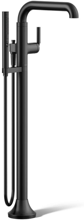 Kohler T27424-4-BL Tone™ Floor-mount bath filler trim with handshower, Matte Black