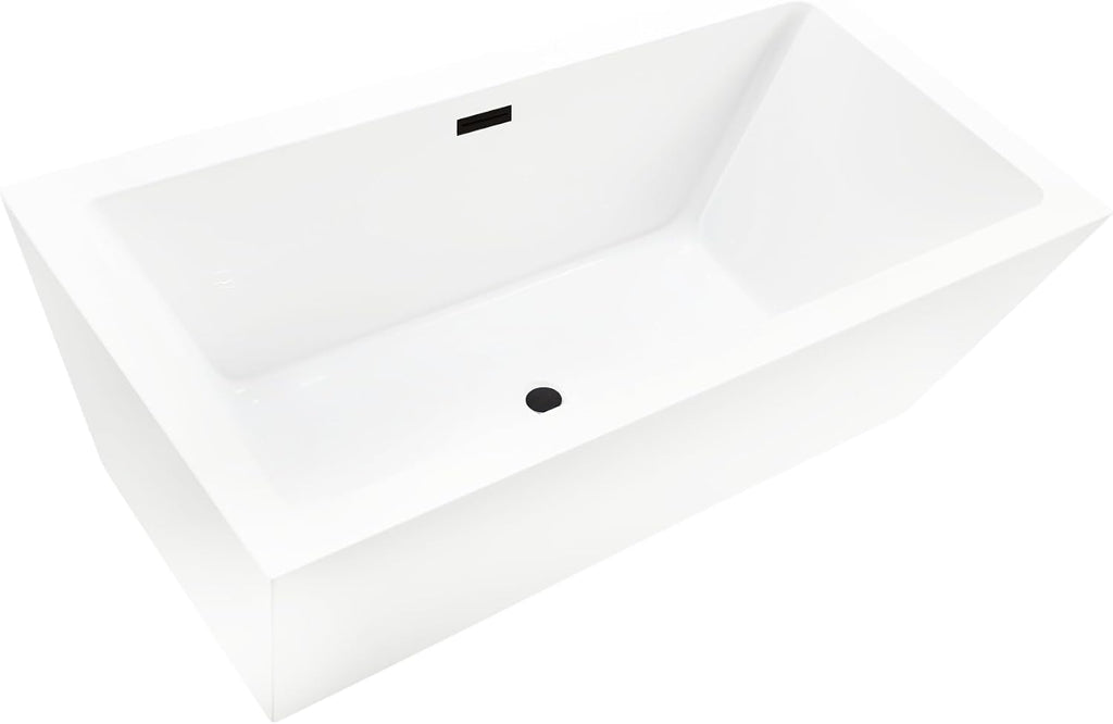 HomeBeyond 67 Inch Free Standing Bathtub | Acrylic Freestanding Soaking Tub, Square Bathroom Stand Alone Tub, Suitable Single Person Bathing, Oil Rubbed Bronze