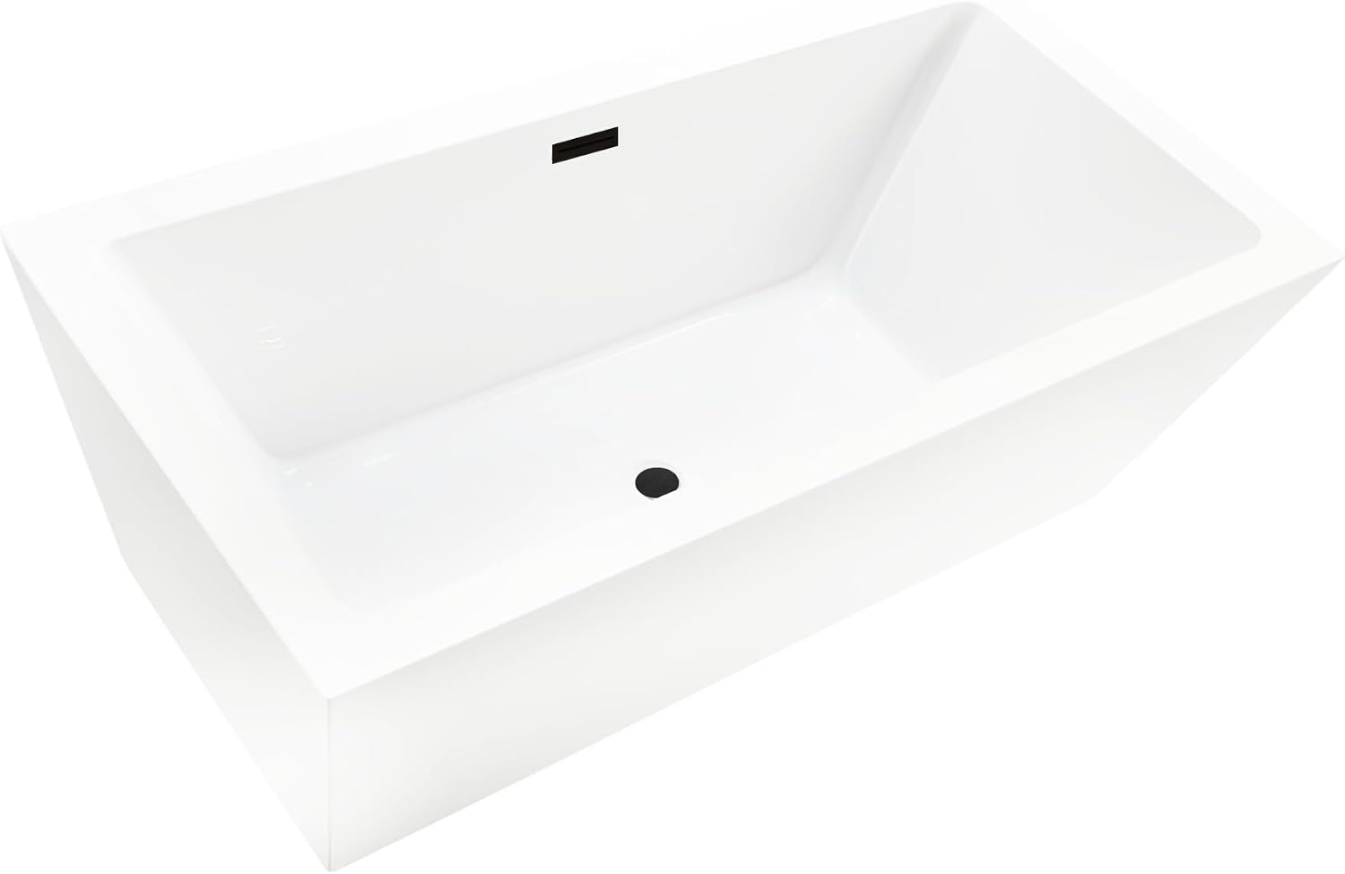 HomeBeyond 67 Inch Free Standing Bathtub | Acrylic Freestanding Soaking Tub, Square Bathroom Stand Alone Tub, Suitable Single Person Bathing, Oil Rubbed Bronze