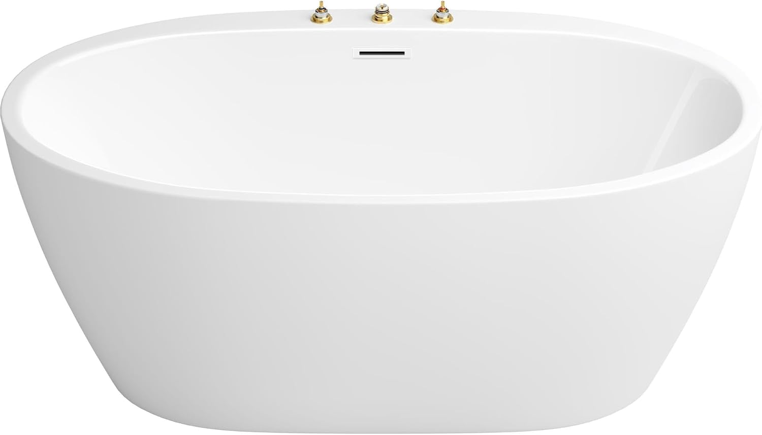 PROFLO PFFSOI5931 Cornwall 59' Free Standing Acrylic Soaking Tub with Center Drain, Drain Assembly, and Overflow - White