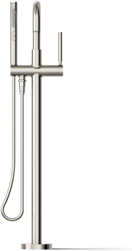 KOHLER K-T97328-4-SN Purist Floor-Mount Bath Filler with Handshower, Polished Nickel