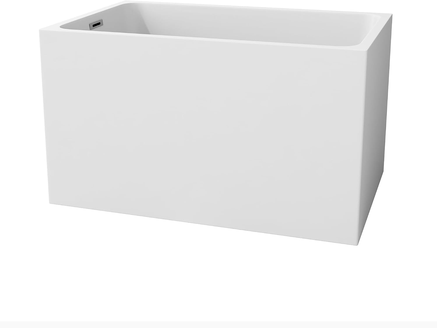 CASAINC 43' Acrylic Freestanding Bathtub, Spacious Rectangle Shape Soaking Tub, Soaking Stand Alone Tub with Chrome Overflow and Pop Up Drain, Gloss White