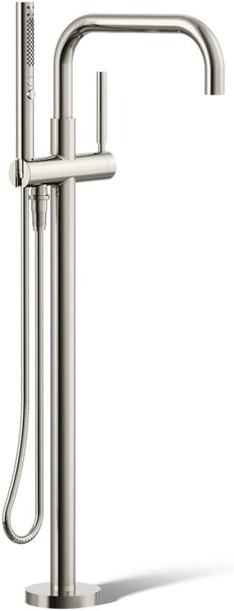 KOHLER K-T97328-4-SN Purist Floor-Mount Bath Filler with Handshower, Polished Nickel