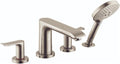 hansgrohe Metris Modern 2-Handle 20-inch Wide Roman Tub Filler Freestanding Bathtub Faucetand Shower Set in Brushed Nickel, 31404821