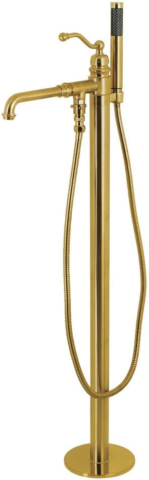 Kingston Brass KS7037ABL Freestanding Roman Tub Filler With Hand Shower, Brushed Brass
