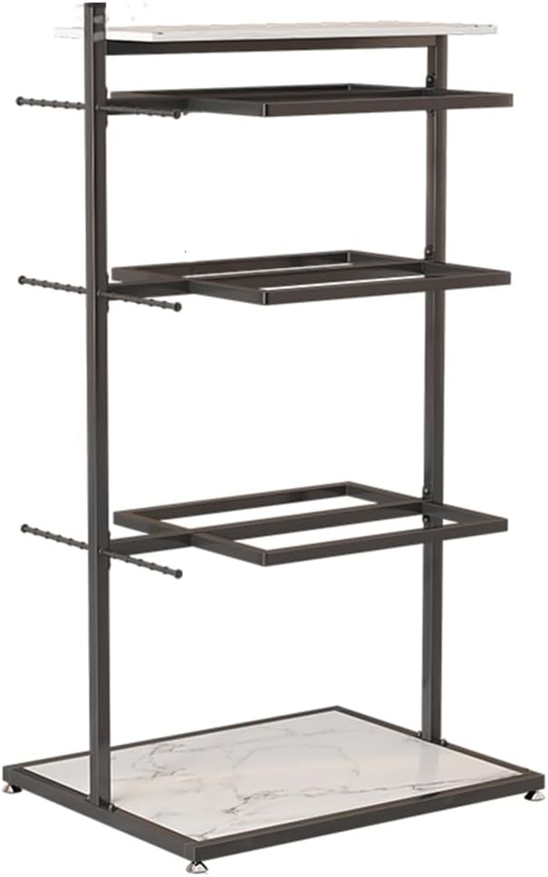 WIGING Retail Clothing Store Garment Rack, Freestanding Metal Underwear Rack, Bra Shorts Swimwear Storage Shelf for Farmers Markets, Boutiques (Color : Black, Size : 60x40x135cm)