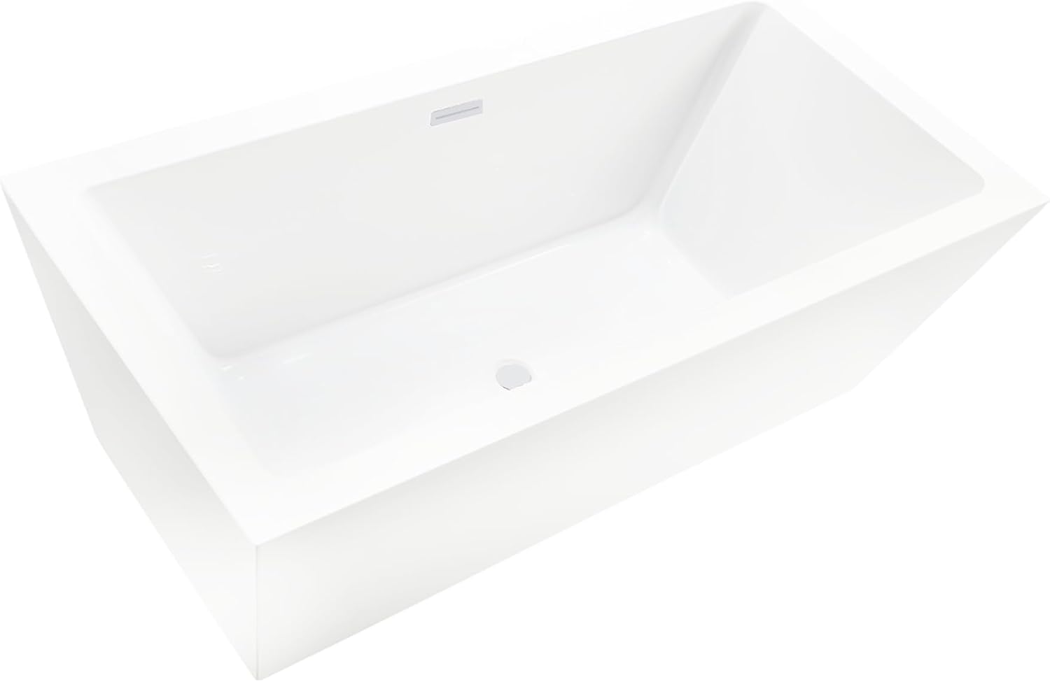 HomeBeyond 67 Inch Free Standing Bathtub | Acrylic Freestanding Soaking Tub, Square Bathroom Stand Alone Tub, Suitable Single Person Bathing, Pure White