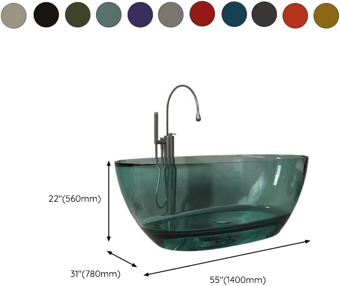 Modern Oval Freestanding Bathtub, Resin Material, Roll Top Soaking Design, Contemporary Style (Brown, 55'L x 31'W x 22'H)