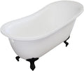 Bowery Hill Single Slipper Clawfoot Tub, 55x27x32 in, Multi-Layer Acrylic, Black Feet, High-Gloss Finish, Spacious Freestanding Bathtub for Bathroom Relaxation and Modern Elegance