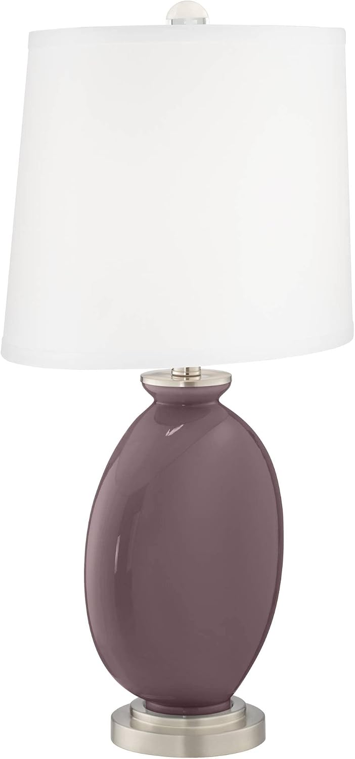 Color + Plus Carrie 26 1/2' Tall Round Modern Table Lamps Set of 2 Poetry Plum Purple Finish Glass Fabric White Shade Living Room Bedroom Bedside Nightstand House Office Family Reading Kitchen