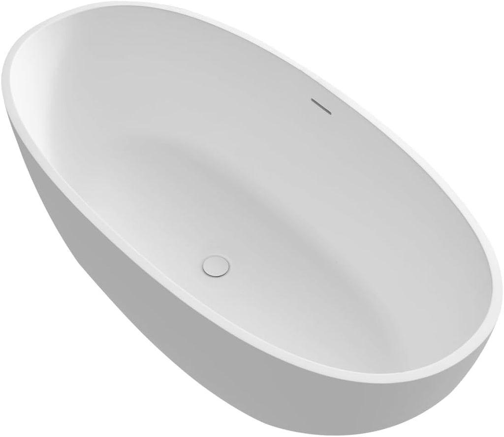 Geelife 55' Solid Soaking Bathtub - Matte White - Solid Construction - Elegant Finish
