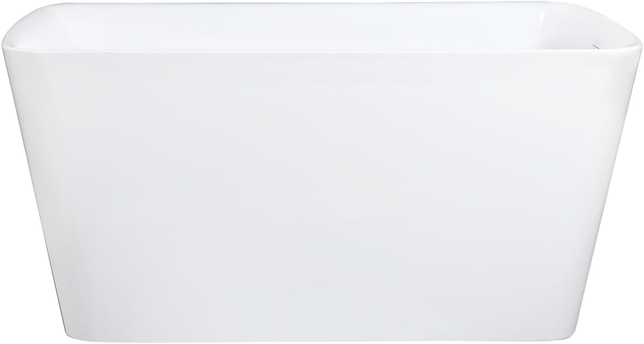 Kingston Brass VTSQ473026S Aqua Eden 47' Acrylic Freestanding Tub with Drain and Integrated Seat, Glossy White